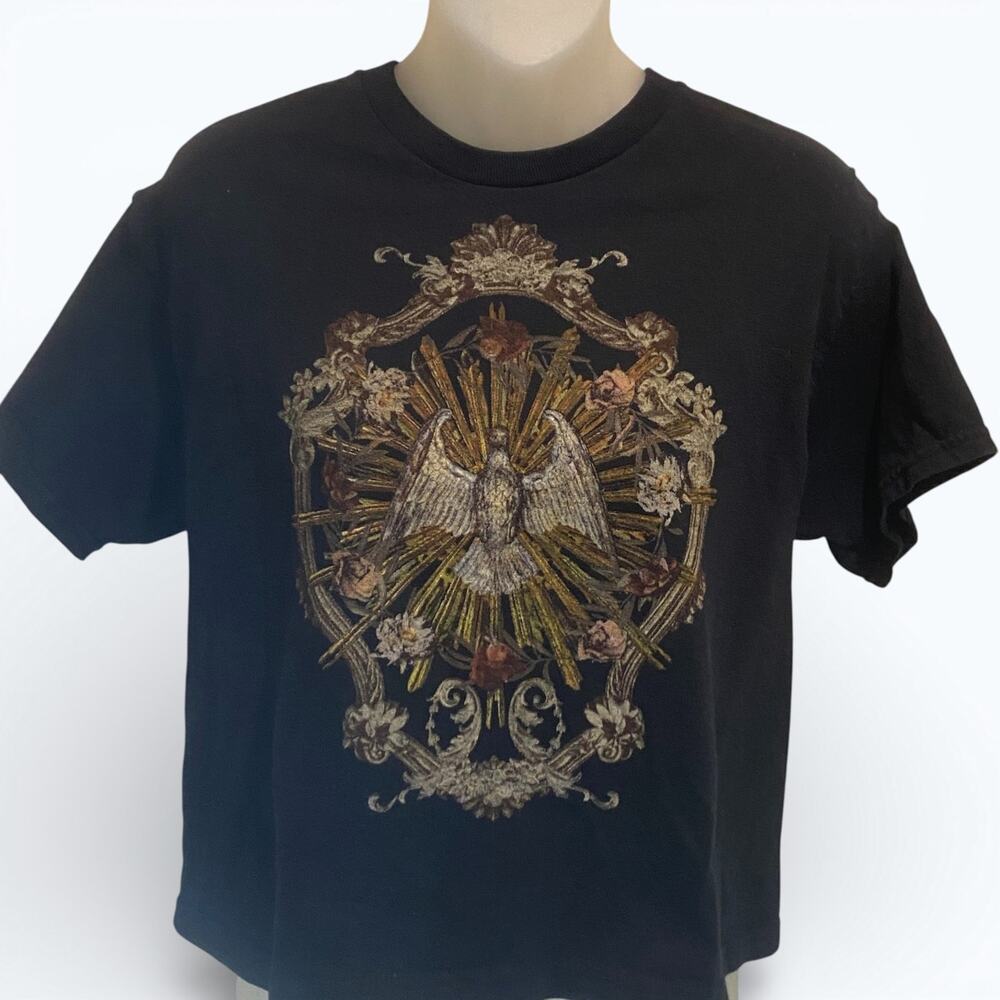 Trust the Universe Black T-shirt Medium Boxy Cropped Y2K Grunge Streetwear